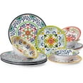 thumbnail image 1 of Service for 4 Melamine Plates and Bowls Set, Unbreakable Dishes Dinnerware Set, Great for RVs, Camping,   and Dishwasher Safe, 1 of 6