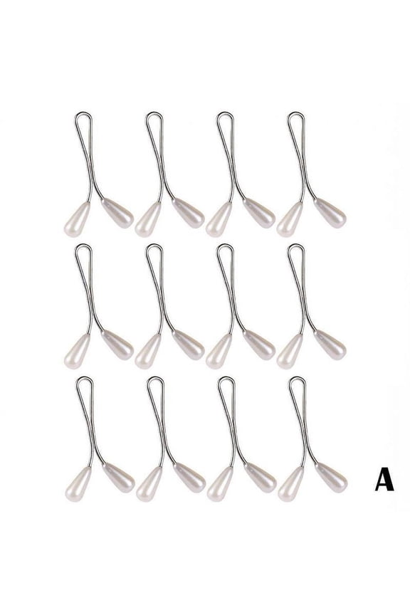 12 pcs Oval Diamante Hijab Pin Clips Brooch Scarf Shawl G4S4 Water Drop F6X1