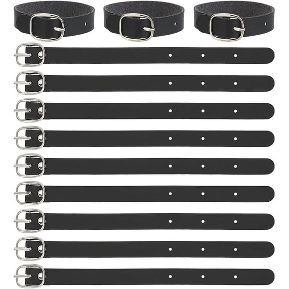 12 pcs PU Leather Luggage Tag Straps 7.87" Black Leather Luggage Tag Loops with Alloy Buckle Leather Name Strap Tag Holders for Suitcases Briefcase Backpacks Travel Hanging Accessories Black DIY