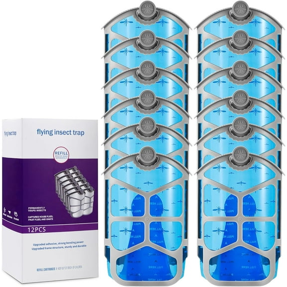 12 pcs Plastic Indoor Fruit Fly Trap and Gnat Trap Cartridges