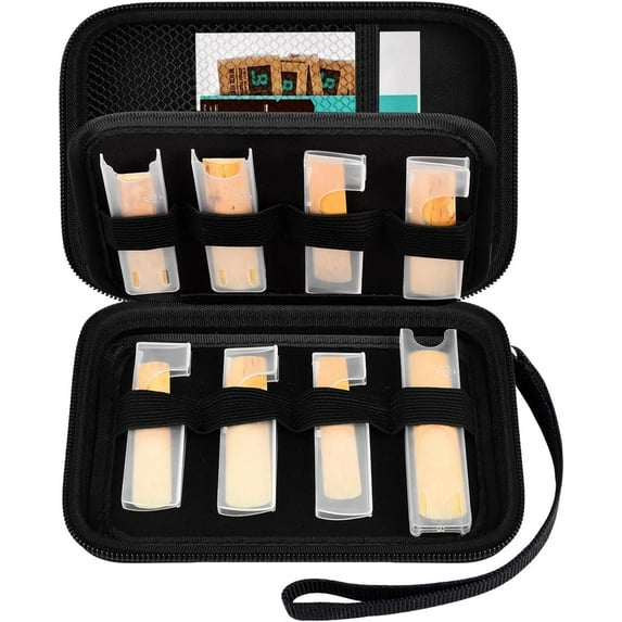 12 pcs Reeds Case Compatible with Vandoren/for D'Addario Woodwinds/for Sovvid/for Glory Saxophone Clarinet Reeds. EVA Storage Holder for Humidity Pack (Box Only)-Black Inner