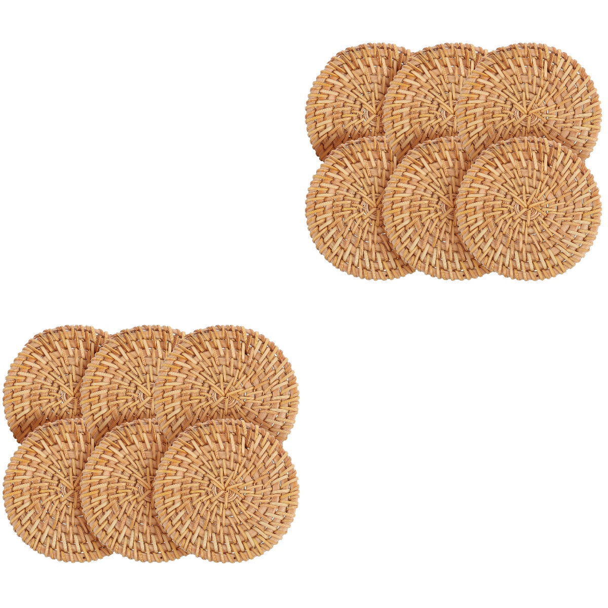 12 pcs Round Woven Placemats Table Mat Rattan Drinks Coaster Dinner