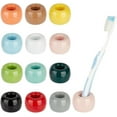 thumbnail image 1 of 12 pcs Small Mini Ceramic Toothbrush Holders Multi- Color Ceramics Handmade Bathroom Toothbrush Holders Sets Sleek Mini Ceramics Toothbrush Holder Stand for Bathroom Vanity Countertops Colorful DIY, 1 of 6
