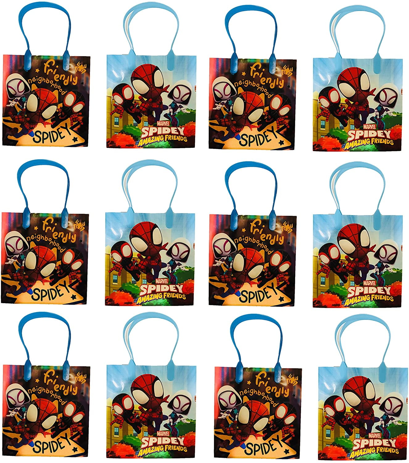 12 pcs Spidey and His Amazing Friends Marvel Birthday Goody Gift Loot Favor Bags Party Supplies- spiderman
