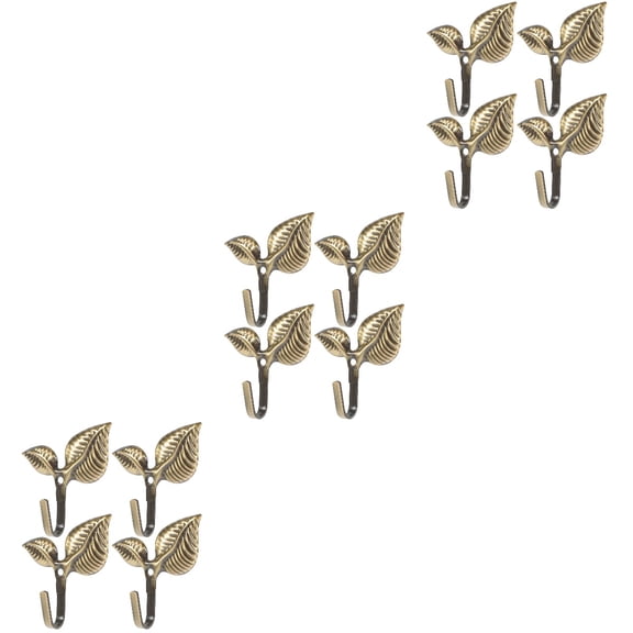 12 pcs  Wall Hook Clothes Hanger Hook Decorative Cast Iron Leaf Hook Metal Hook for Umbrella Keys Coat