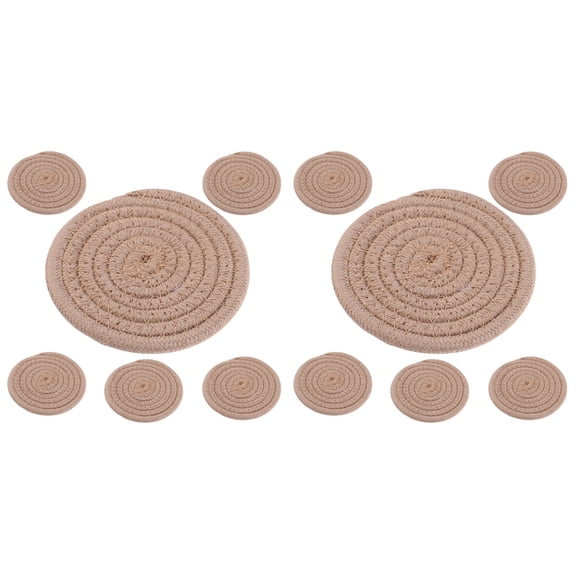 12 pcs  Woven Cups Coasters Farmhouse Coasters Cotton Rope Coasters Tabletop Coasters