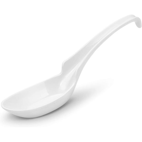 12-piece Asian Soup Spoons, Rice Spoons, Chinese Won Ton Soup Spoon - Notch and Hook Style, White