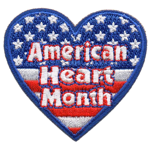 12 pieces 2" Custom Activity Scouts Applique Fun Patches - American Heart Month Patch
