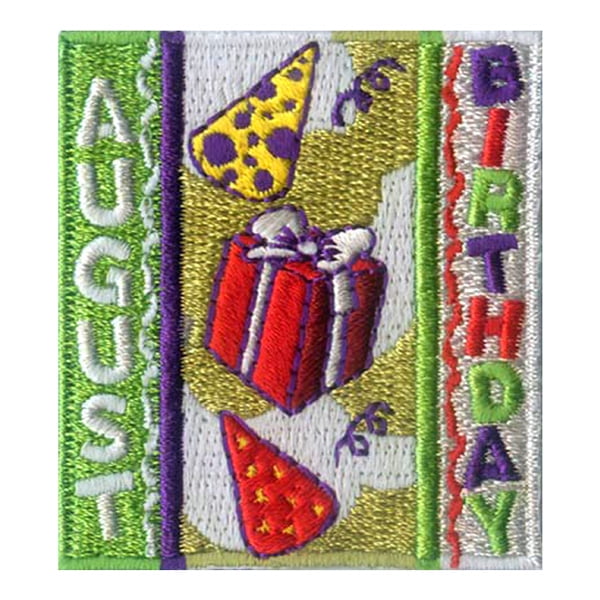 12 pieces 2" Custom Activity Scouts Applique Fun Patches - August Birthday Patch