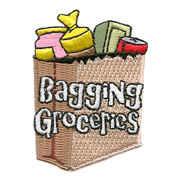 12 pieces 2" Custom Activity Scouts Applique Fun Patches - Bagging Groceries Patch