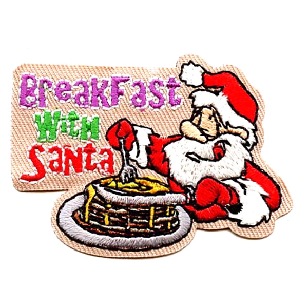 12 pieces 2" Custom Activity Scouts Applique Fun Patches - Breakfast With Santa Patch