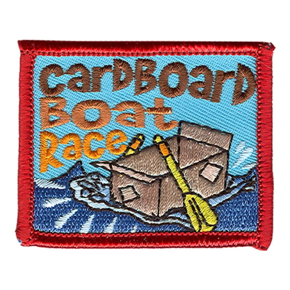 12 pieces 2" Custom Activity Scouts Applique Fun Patches - Cardboard Boat Race Patch