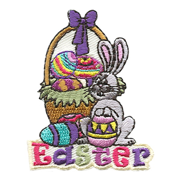 12 pieces 2" Custom Activity Scouts Applique Fun Patches - Easter (Bunny & Basket) Patch