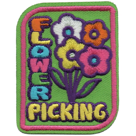 12 pieces 2" Custom Activity Scouts Applique Fun Patches - Flower Picking Patch