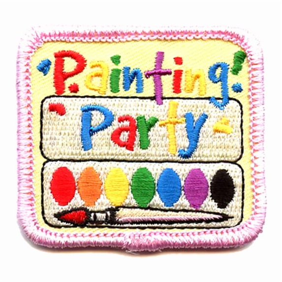 12 pieces 2" Custom Activity Scouts Applique Fun Patches - Painting Party Patch 1