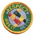 thumbnail image 1 of 12 pieces 2" Custom Activity Scouts Applique Fun Patches - Respect Give It Get It Patch, 1 of 1