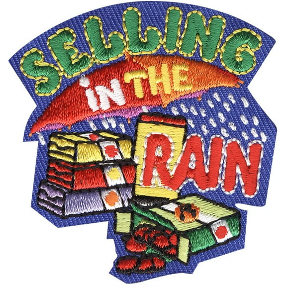 12 pieces 2" Custom Activity Scouts Applique Fun Patches - Selling in the Rain Patch