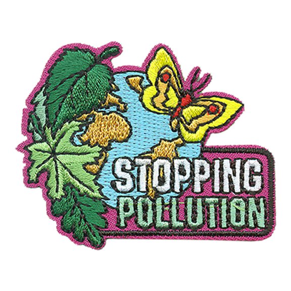 12 pieces 2" Custom Activity Scouts Applique Fun Patches - Stopping Pollution Patch