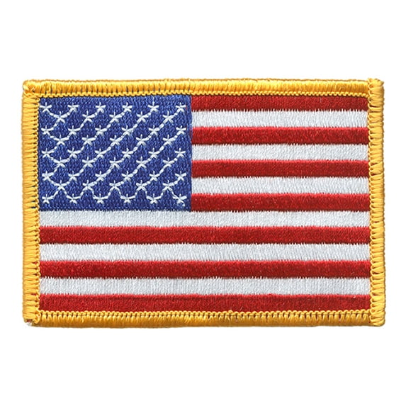 12 pieces 2" Custom Activity Scouts Applique Fun Patches - US Flag Lg/Gold 3.5 X 2 3/8