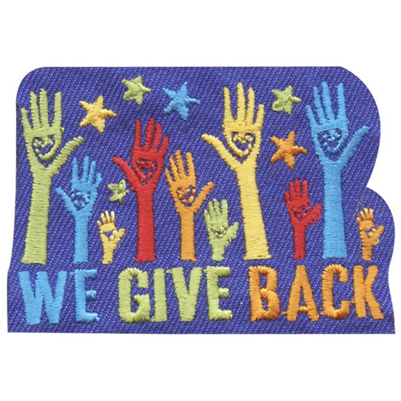 12 pieces 2" Custom Activity Scouts Applique Fun Patches - We Give Back Patch 1