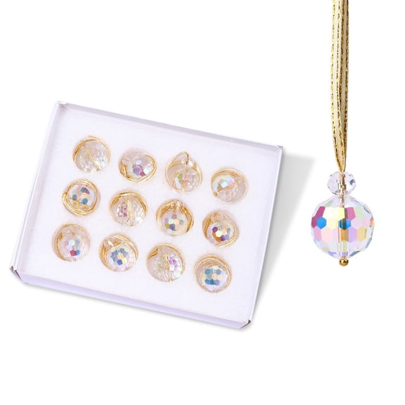 12 pieces Crystal Suncatchers for Window Hanging Wind Chime Garden Sun Catchers with Crystals Rainbow Maker Indoor Outdoor Decor Handmade22mm White Colorful