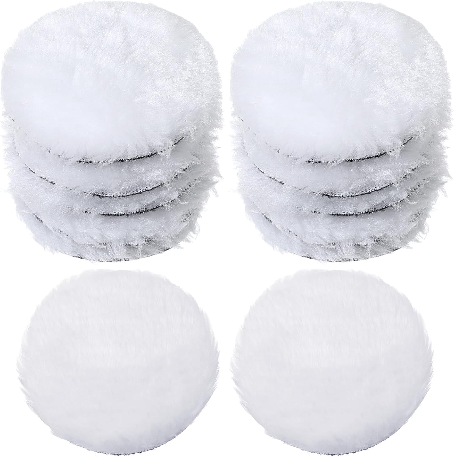12 pieces of buffer pads, drilled polishing pads, 3-inch buffer pads, suitable for 10 drill adapter, car drilling buffers, polishers, waxers, (white black)