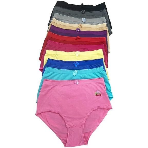 12 pieces of Women Underwear Cotton Bikini Panty S-XL (Large)