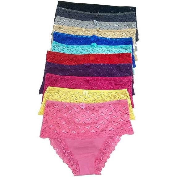12 pieces of Women Underwear Cotton Bikini Panty S-XL (Medium)