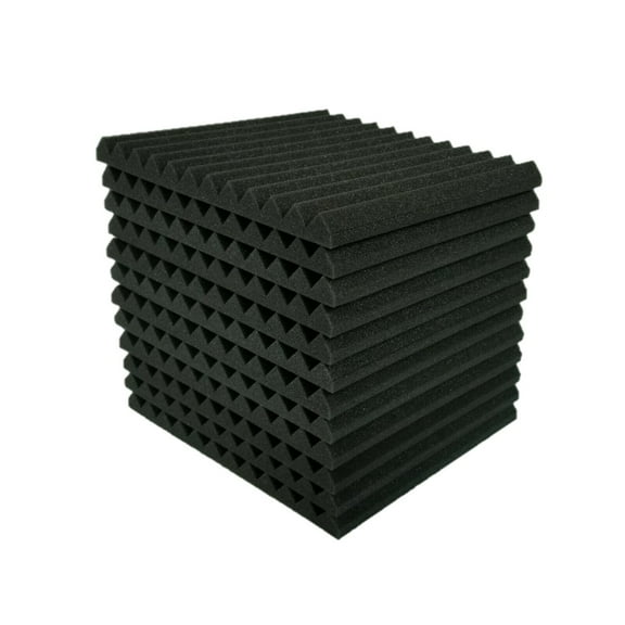12 pks 12x12x1" Wedge Acoustic Foam Soundproof Wall Record Studio Panel Tile Charcoal/Black
