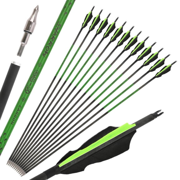 12 pure carbon arrow 4-inch feather 300Sp/500Sp lightweight and durable ID 4.6Mm outer diameter 7.5Mm arrow outdoor sports equipment suitable for professional beginners indoor and outdoor archery ess