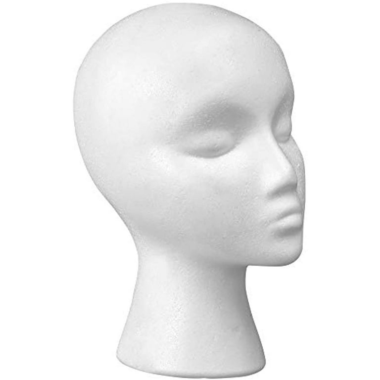 E ELAINFIA 3 Pack White Foam Display Mannequin Head - Portable Wig Display  Stand Fashion Foam Mannequin Wig Stand Stable Round Base Suitable for