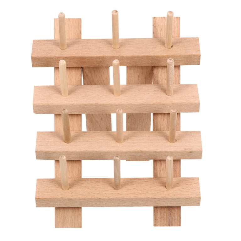 12-reel Wooden Thread Stand Holder Rack Sewing Embroidery Storage Organizer, Size: 7.87 x 5.51 x 1.97