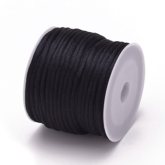 12 roll Nylon Cord Satin Rattail Cord for Beading Jewelry Making Chinese Knotting Black 2mm 10.93 yards(10m)/roll