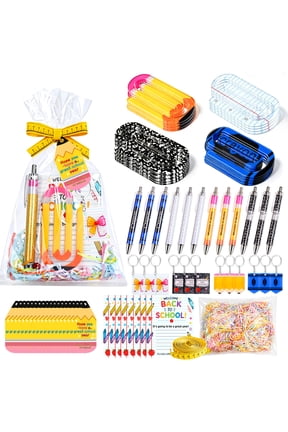 12 set All-in-One Back to School Teacher Appreciation DIY Gift Kit, Complete Teacher Gift Set with Pens, Paper Clips, Keychains, Cards & Packaging Supplies