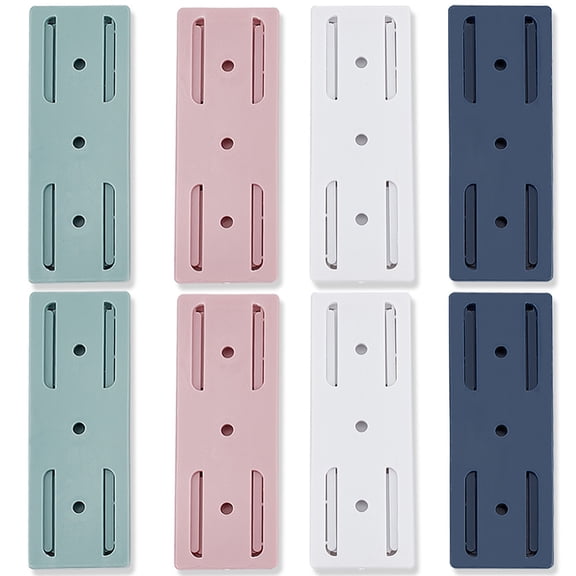 12 sets 4 colors PP Plastic Wall/Tabletop-mounted Power Strip Fixator Charging Cable Patch Board Hanging Organizer with Self Adhesive Sheets Rectangle