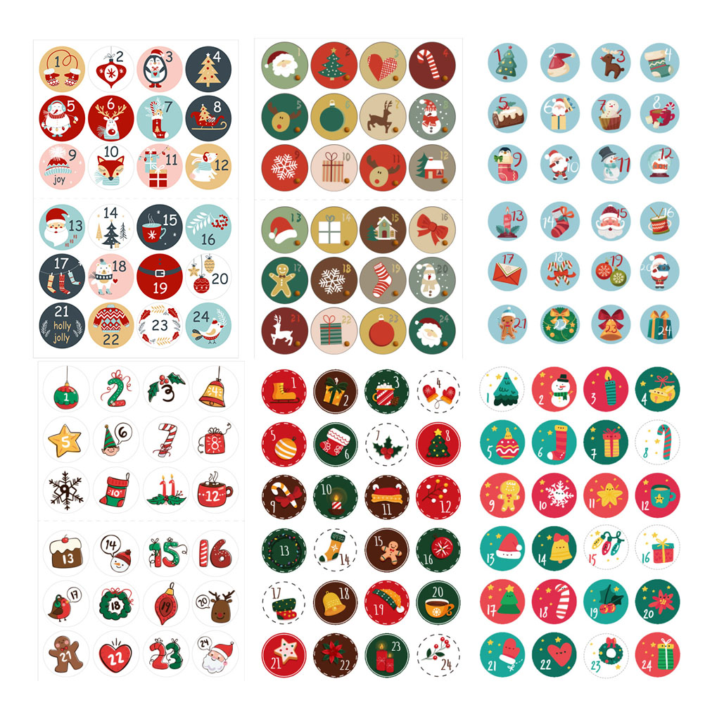 12 sheets of Christmas Seal Stickers Christmas Label Stickers Adhesive
