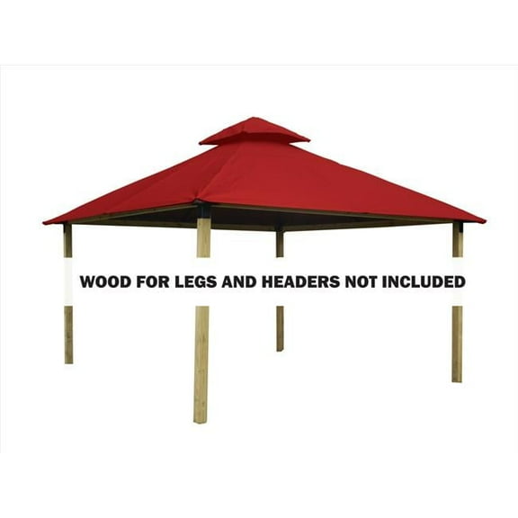 12 sq. ft. Gazebo Roof Framing & Mounting Kit with China Red Outdura Canopy