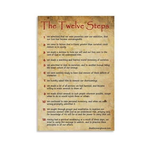 12-step Alcoholics Anonymous Quotes Vintage Posters Poster Decorative Painting Canvas Wall Art Living Room Posters Bedroom Painting