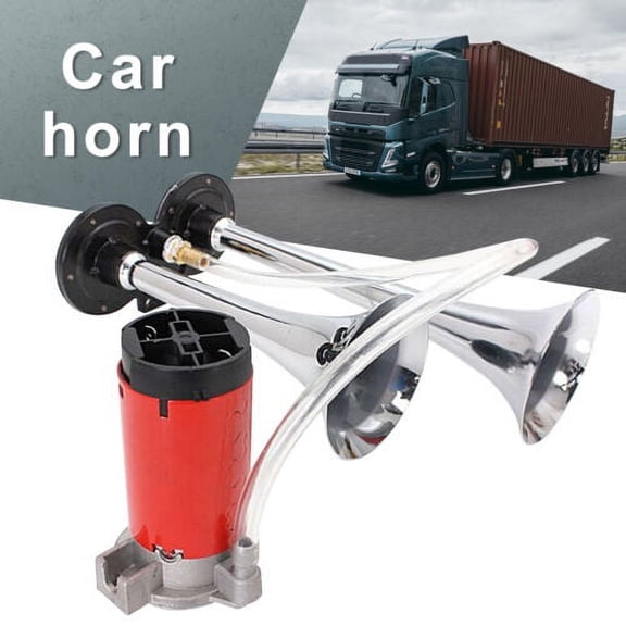 12 volt Car Truck 12v Chrome Dual Trumpet Compact Train Air Horn LOUD