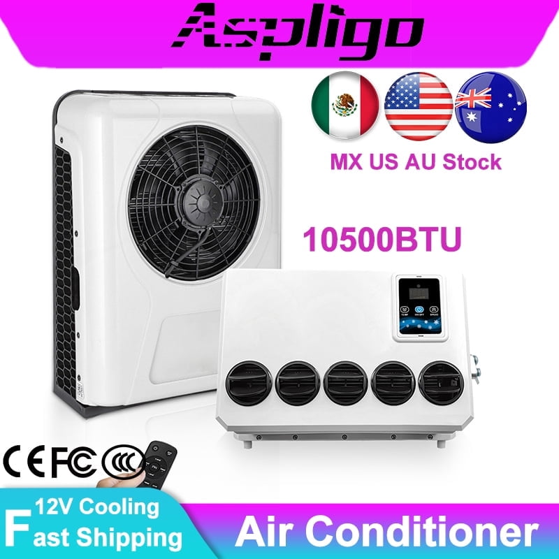 12 volt dc Air Conditioner Electric Car Truck Camper Van RV Air Conditioning 12V Universal Automotive Split AC Unit 6600BTU -10500BTU New energy for Carrier Crane Tractor Motorhome
