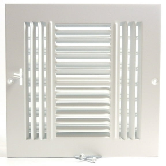 12"w X 12"h 4-Way AIR Supply Grille - Vent Cover & Diffuser - Flat Stamped Face - White [Outer Dimensions: 13.75"w X 13.75"h]