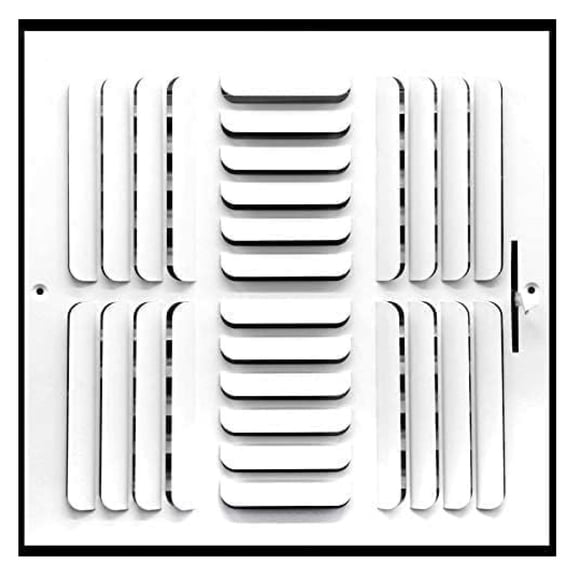 12"w X 12"h [Duct Opening] 3-Way Fixed Curved Blade Air Supply Diffuser Register Vent Cover Grille [Outer Dimensions: 13.75"W X 13.75"H]