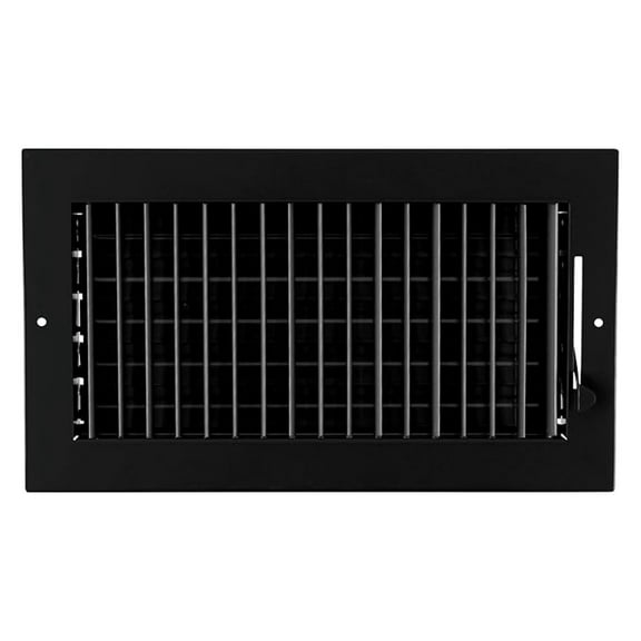 12"w X 6"h Adjustable AIR Supply Diffuser - HVAC Vent Cover Sidewall or Ceiling - Grille Register - High Airflow - Black [Outer Dimensions: 13.75"w X 7.75"h]