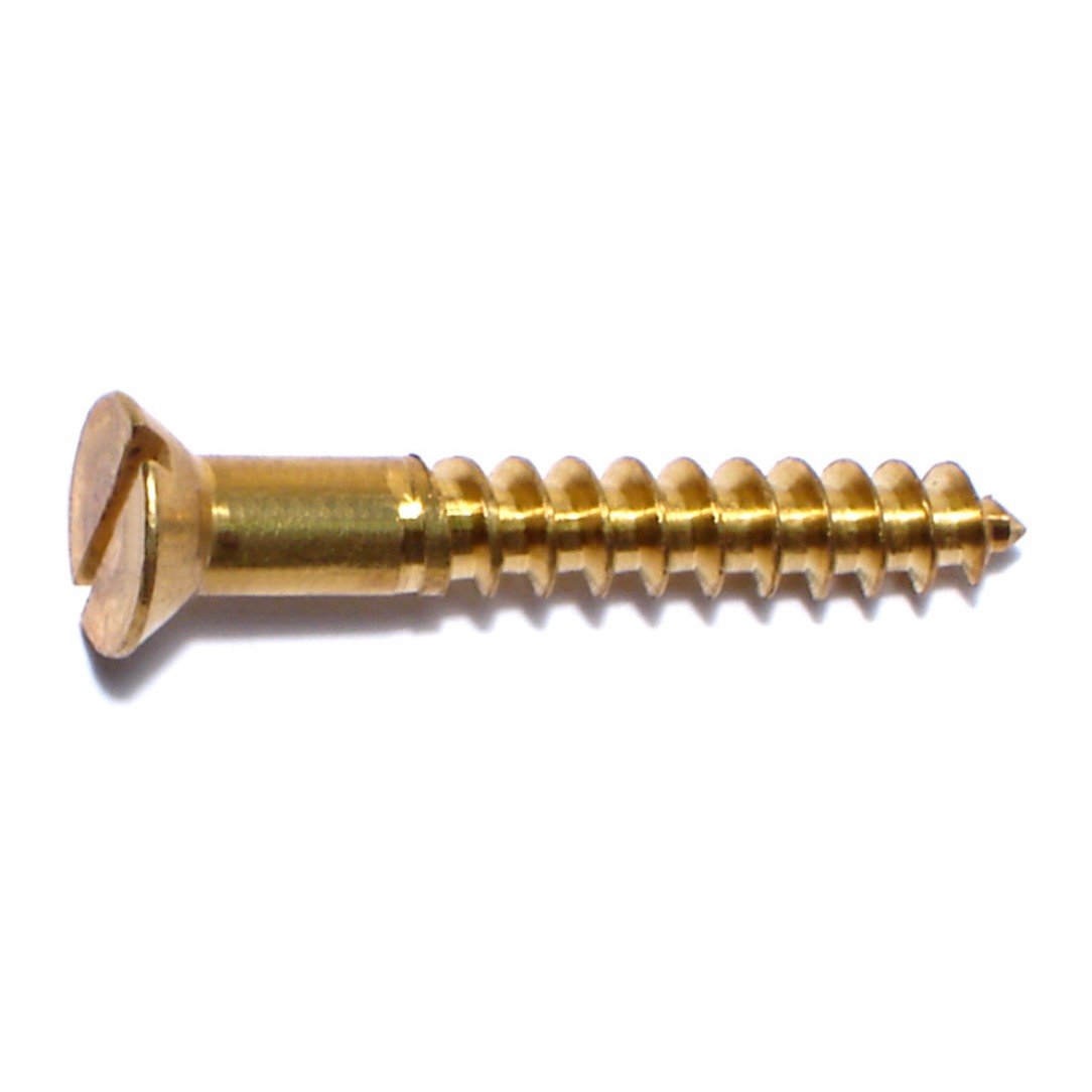 #12 x 1-1/2" Brass Slotted Flat Head Wood Screws WSFB-394 (18 pcs.)
