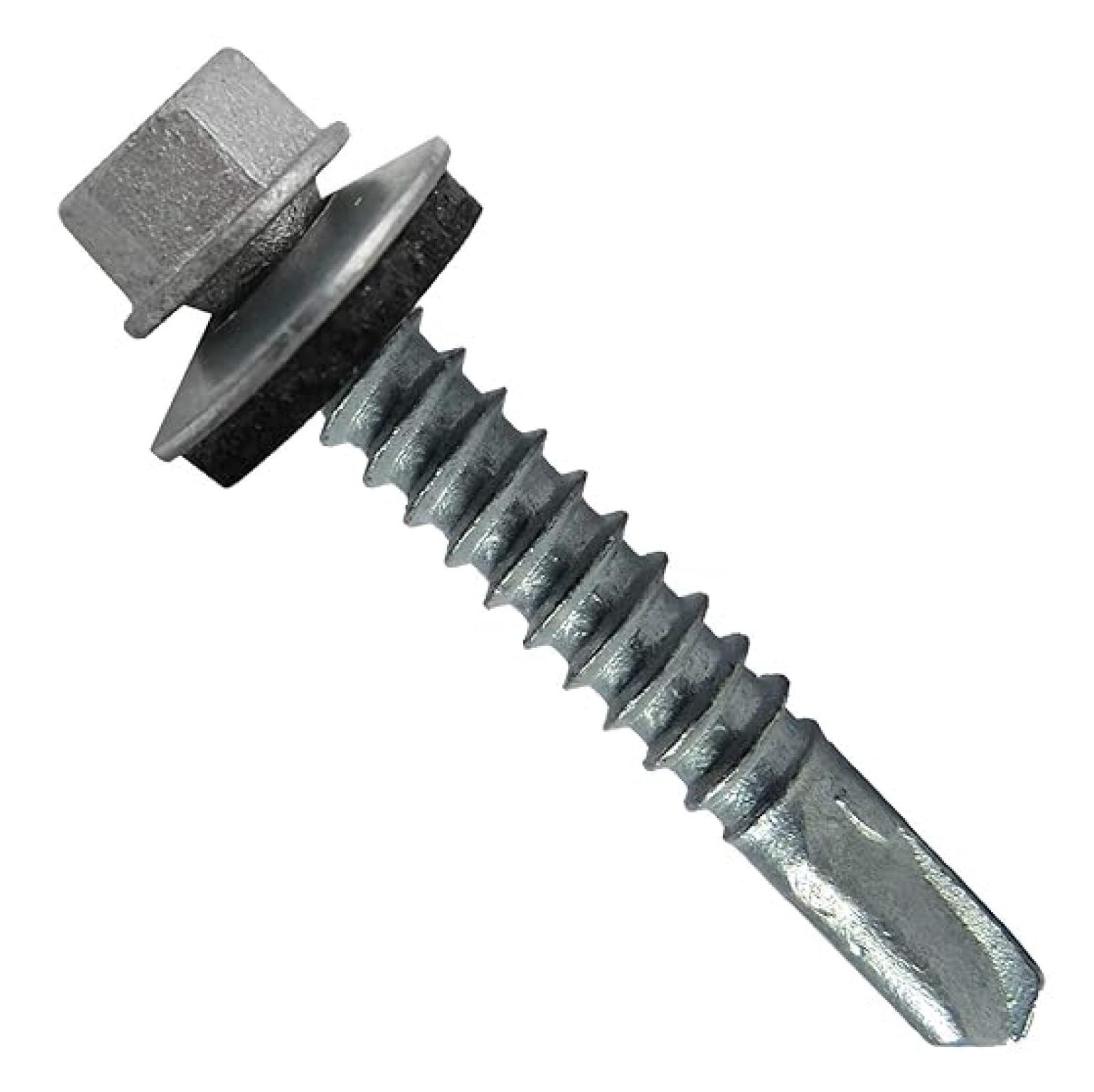 12 x 1-1/2" NO Paint Type 3 Metal Roofing Screws - Hex Head Drill Point - 9/16" EPDM Washer. 1 x 250 Count Bag - 250 Screws