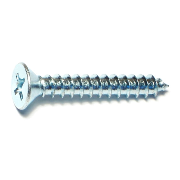 #12 x 1-1/2" Zinc Plated Steel Phillips Flat Head Sheet Metal Screws SMSFLS-206