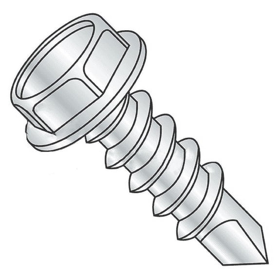 #12 x 1 1/4" Self-Drilling Screws / Unslotted / Hex Washer / Steel / Zinc Plating / #3 Point (Quantity: 1700 pcs)