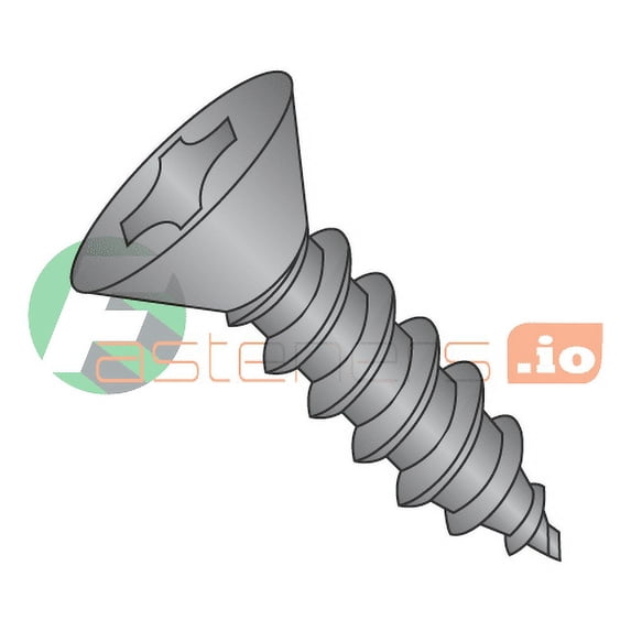 #12 x 1 1/4" Type AB Self-Tapping Screws / Phillips / Flat Head / Steel / Black Oxide (Quantity: 4,000 pcs)