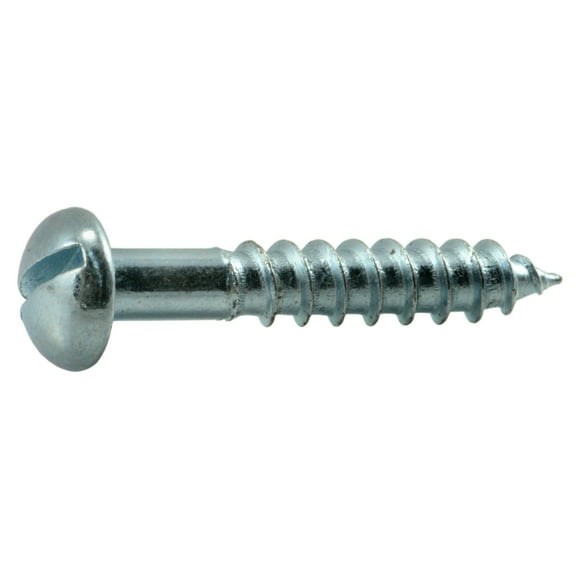 #12 x 1-1/4" Zinc Plated Steel Slotted Round Head Wood Screws WSRS-236