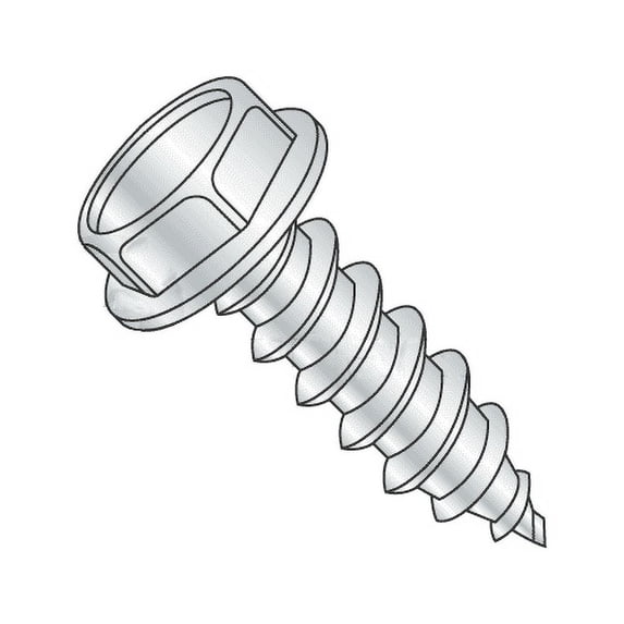 #12 x 1/2" Type A Self-Tapping Screws / Slotted / Hex Washer / Stainless Steel 18-8 (Quantity: 500 pcs)
